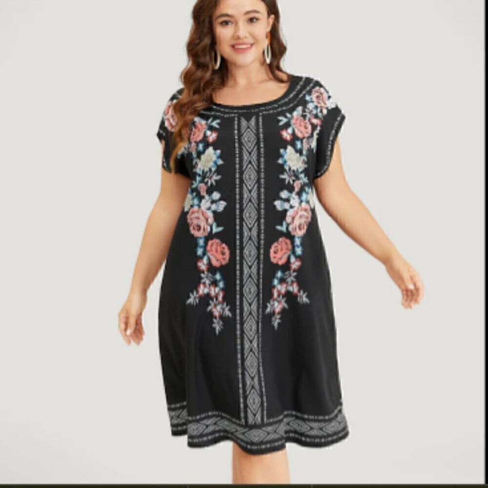 BloomChic-Bandana Pocket Round Neck Cap Sleeve Dress - SZ 10